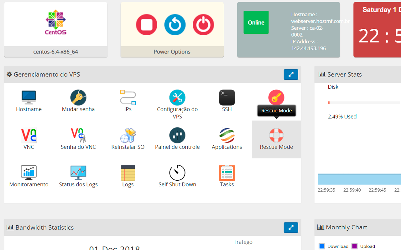 VPS Dashboard in VPS Reseller